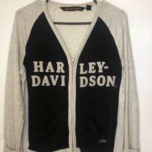 Harley-Davidson Black and Grey Zip-Up Sweater